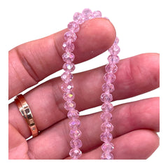 6mm Thunder Polish Glass Crystal Roundel Cut Rosaline AB