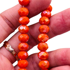 10mm Thunder Polish Glass Crystal Roundel Cut Orange Jade AB