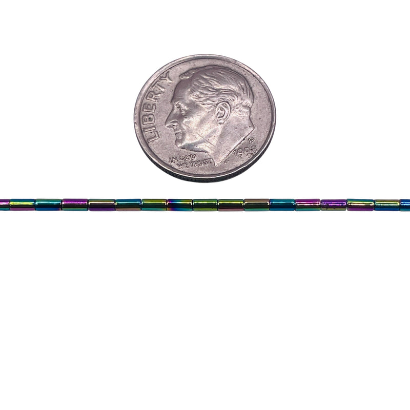 1x3mm Tube Hematite Rainbow