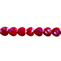 8mm Heart Glass Crystal Ruby