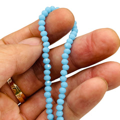 4mm Thunder Polish Glass Crystal Roundel Cut Sky Blue Jade