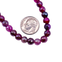 8mm Round Cut Agate Fuscia Shine