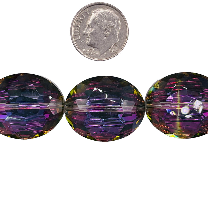 24x20mm Flat Oval Glass Crystal Violet Dream