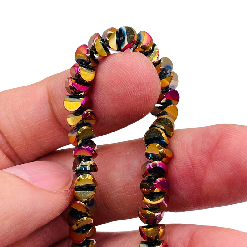6mm Crescent Glass Crystal Purple Gold