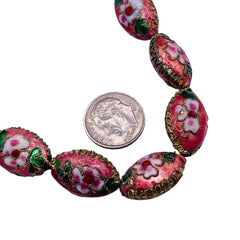 18x12mm Oval Cloisonne Pink