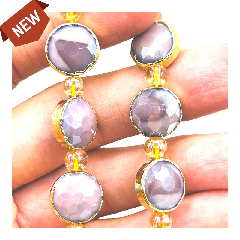 14mm Coin Gold Edge Lavender Jade