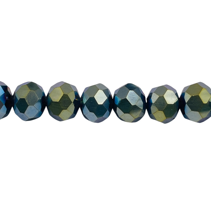 10mm Thunder Polish Glass Crystal Roundel Cut Green Light