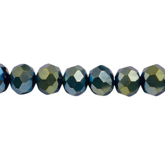 10mm Thunder Polish Glass Crystal Roundel Cut Green Light