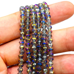 4mm Thunder Polish Glass Crystal Roundel Cut Magic Purple