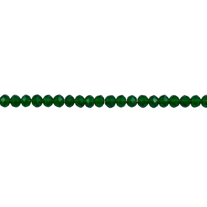 3mm Thunder Polish Glass Crystal Roundel Cut Lt. Emerald Jade