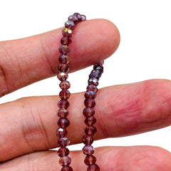 4mm Thunder Polish Glass Crystal Roundel Cut Med. Amethyst