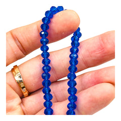 6mm Thunder Polish Glass Crystal Roundel Cut Sapphire