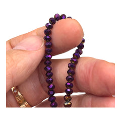4mm Thunder Polish Glass Crystal Roundel Cut Purple Light
