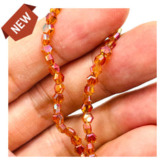 5mm Hexagon Glass Crystal Magic Orange