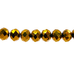 8mm Thunder Polish Glass Crystal Roundel Cut Gold