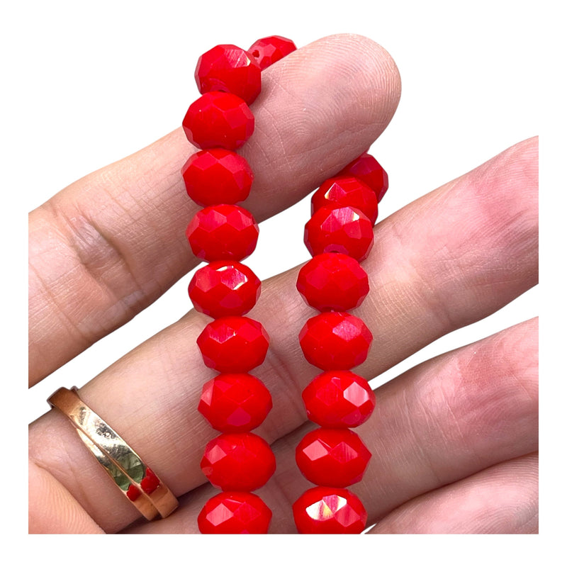 10mm Thunder Polish Glass Crystal Roundel Cut Lt. Ruby Jade