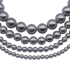 8mm Round Thunder Polish Glass Pearl Silver
