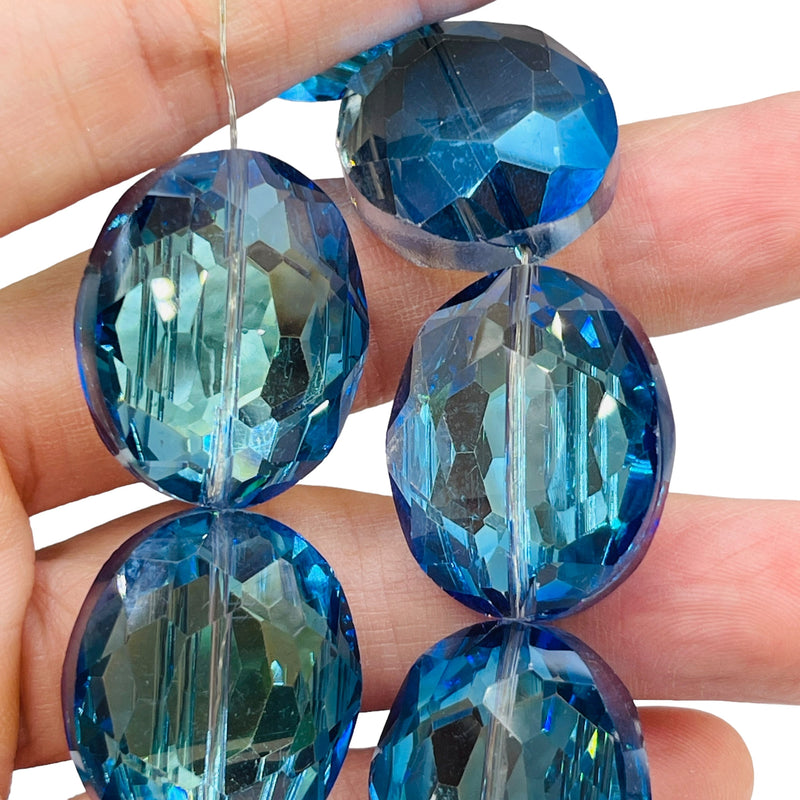 30x24mm Flat Oval Glass Crystal Magic Blue