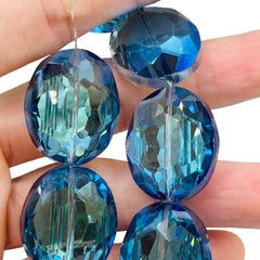 30x24mm Flat Oval Glass Crystal Magic Blue