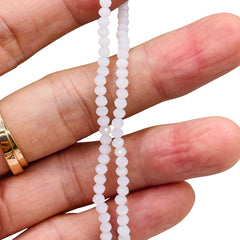 3mm Thunder Polish Glass Crystal Roundel Cut White Jade