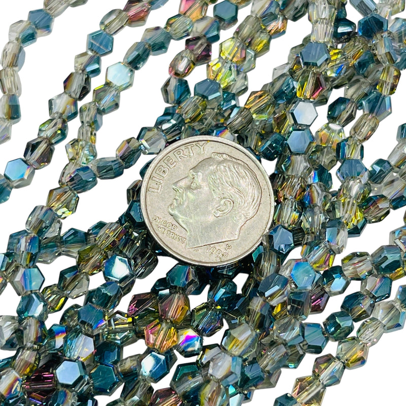 4mm Hexagon Glass Crystal Violet Dream