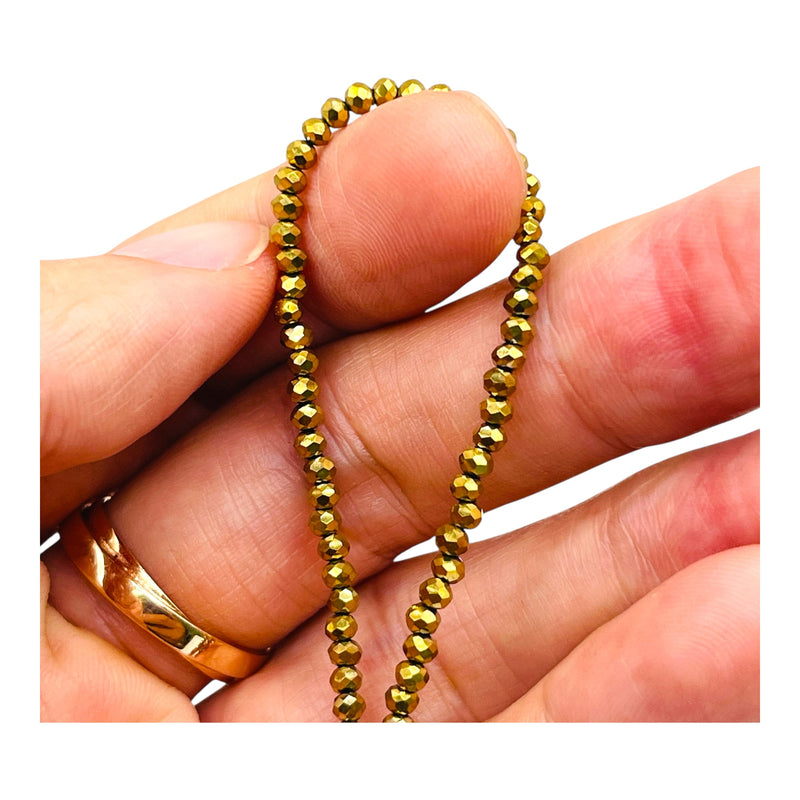 3mm Thunder Polish Glass Crystal Roundel Cut Gold
