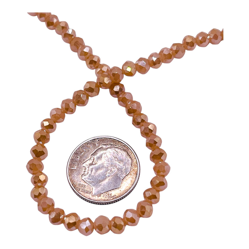 4mm Thunder Polish Glass Crystal Roundel Cut Gold Amber Jade