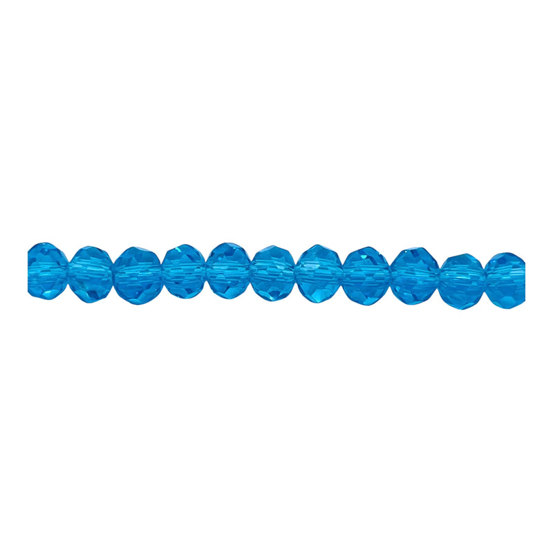 6mm Thunder Polish Glass Crystal Roundel Cut Med Aquamarine