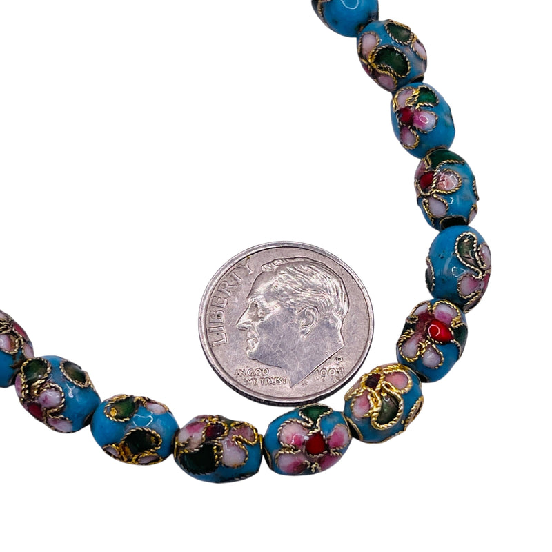 8x6mm Oval Cloisonne Blue