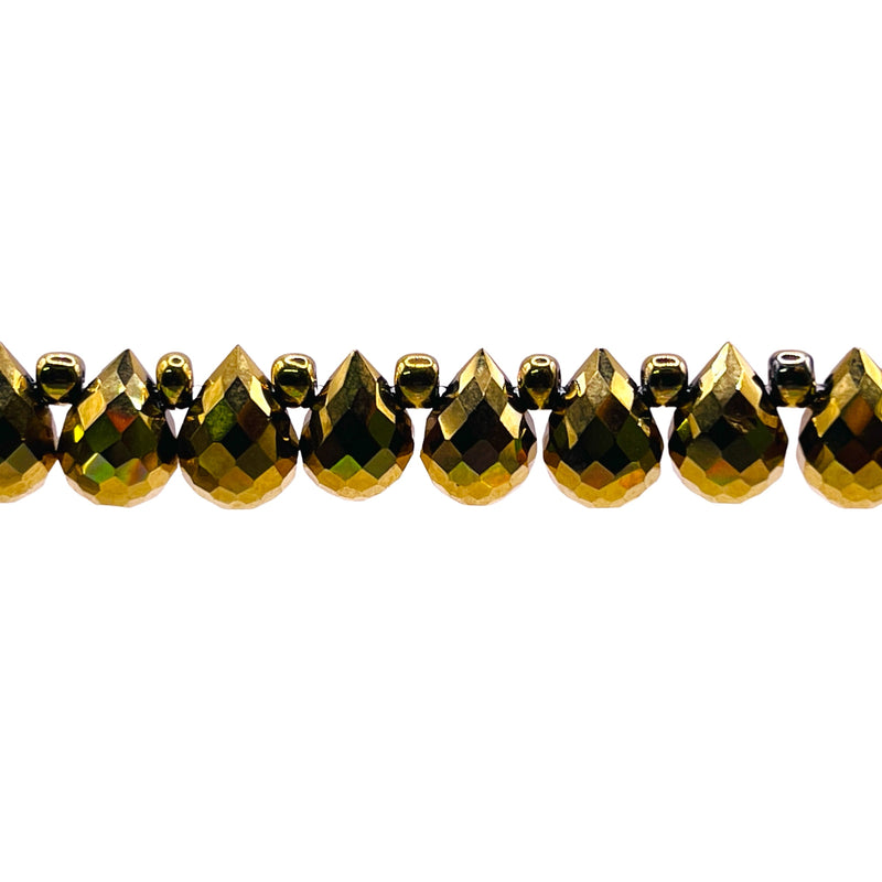 8x6mm Teardrop Glass Crystal Gold