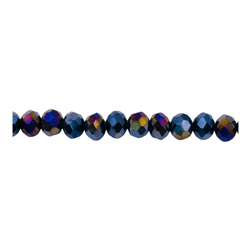 6mm Thunder Polish Glass Crystal Roundel Cut Jet AB