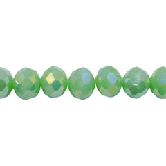 10mm Thunder Polish Glass Crystal Roundel Cut Green Jade AB