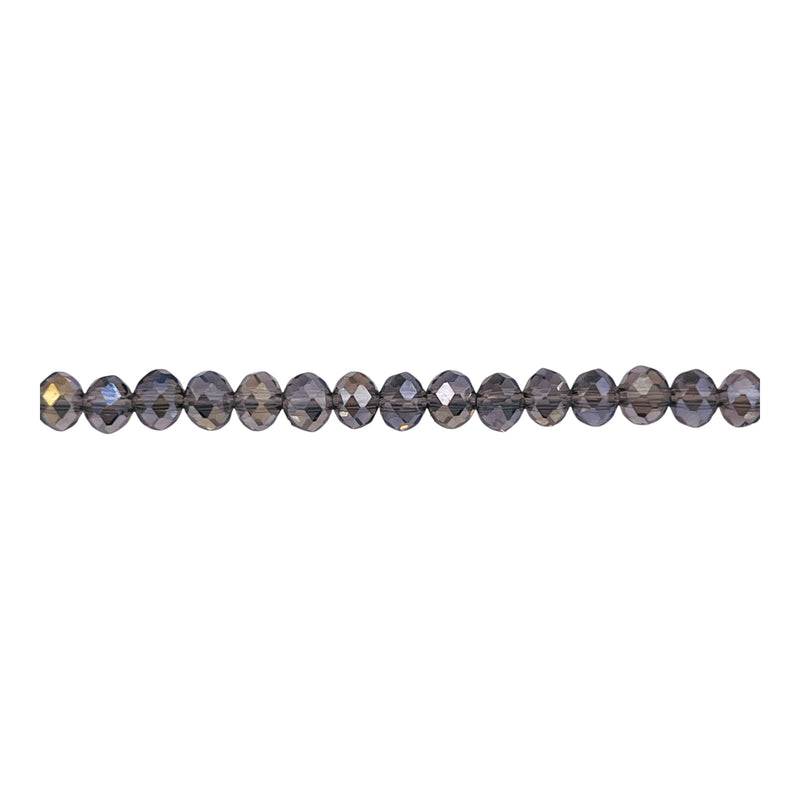 4mm Thunder Polish Glass Crystal Roundel Cut Black Diamond