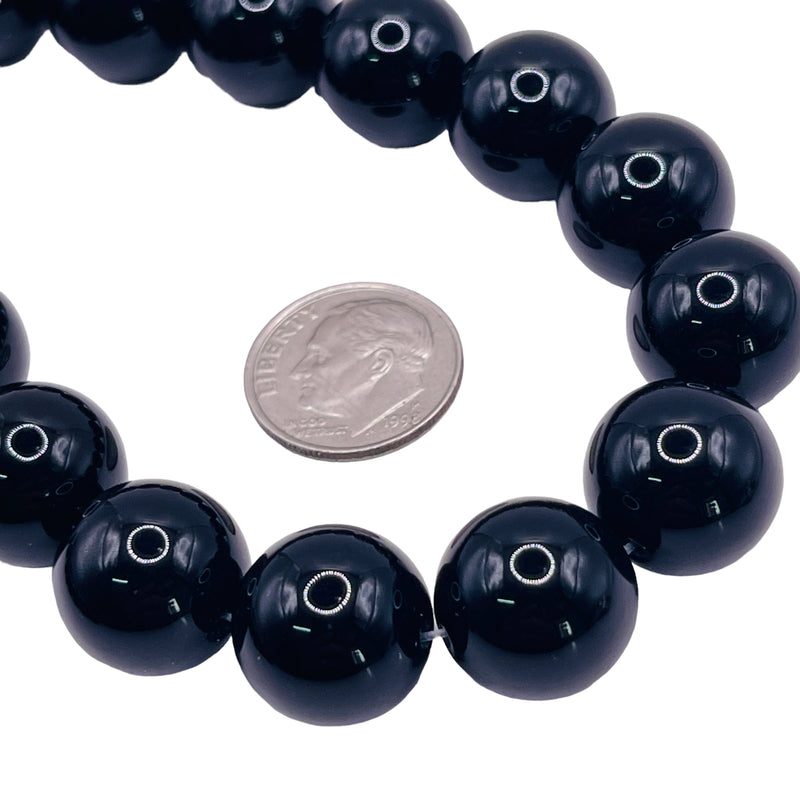 14mm Round Black Agate