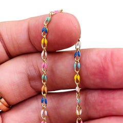 Losolo 6x4mm Stainless Steel Chain Rainbow