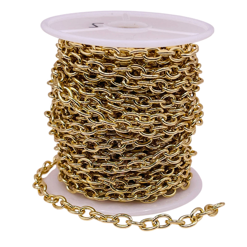 Losolo 7x5mm Stainless Steel Chain 18K Gold Plated