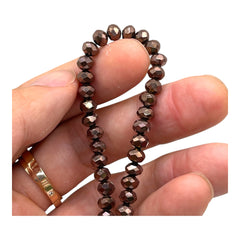 6mm Thunder Polish Glass Crystal Roundel Cut Dark Copper