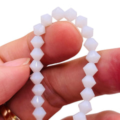 6mm Thunder Polish Glass Crystal Bicone White Jade