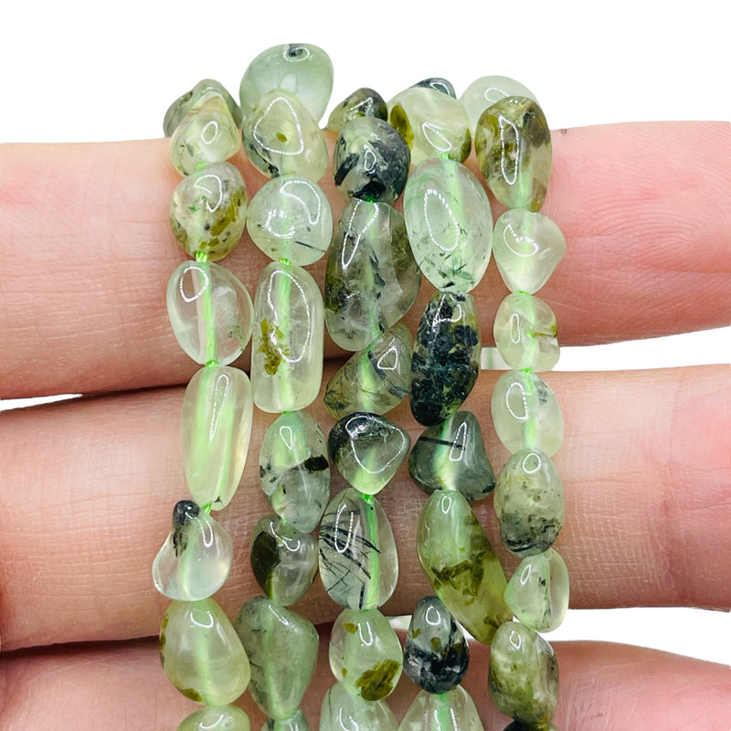 5 to 11mm Nugget Prehnite with Inclusion