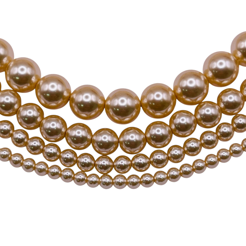 6mm Round Thunder Polish Glass Pearl Medium Gold