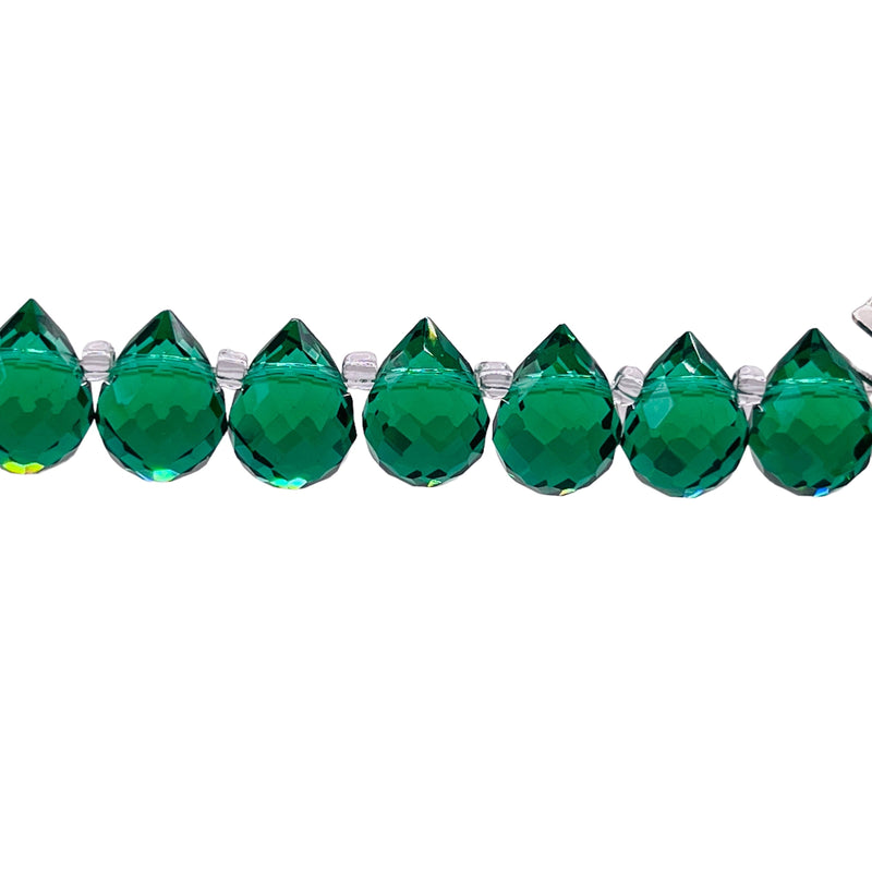 10x8mm Teardrop Glass Crystal Green Zircon