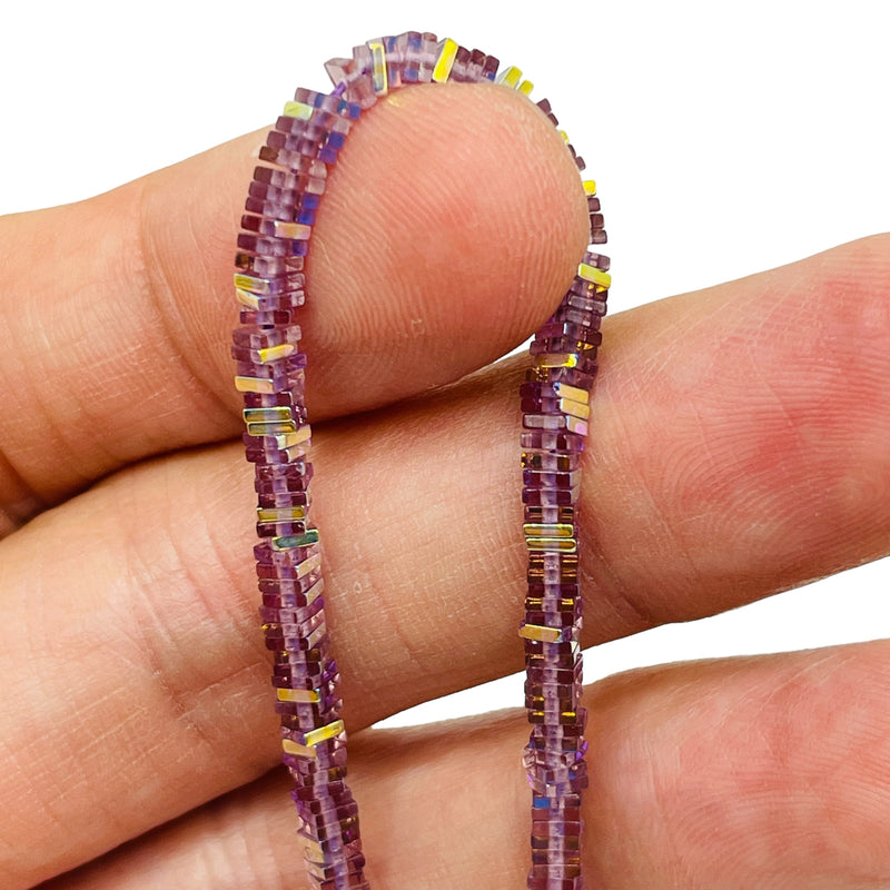 3mm Square Disc Glass Crystal Amethyst