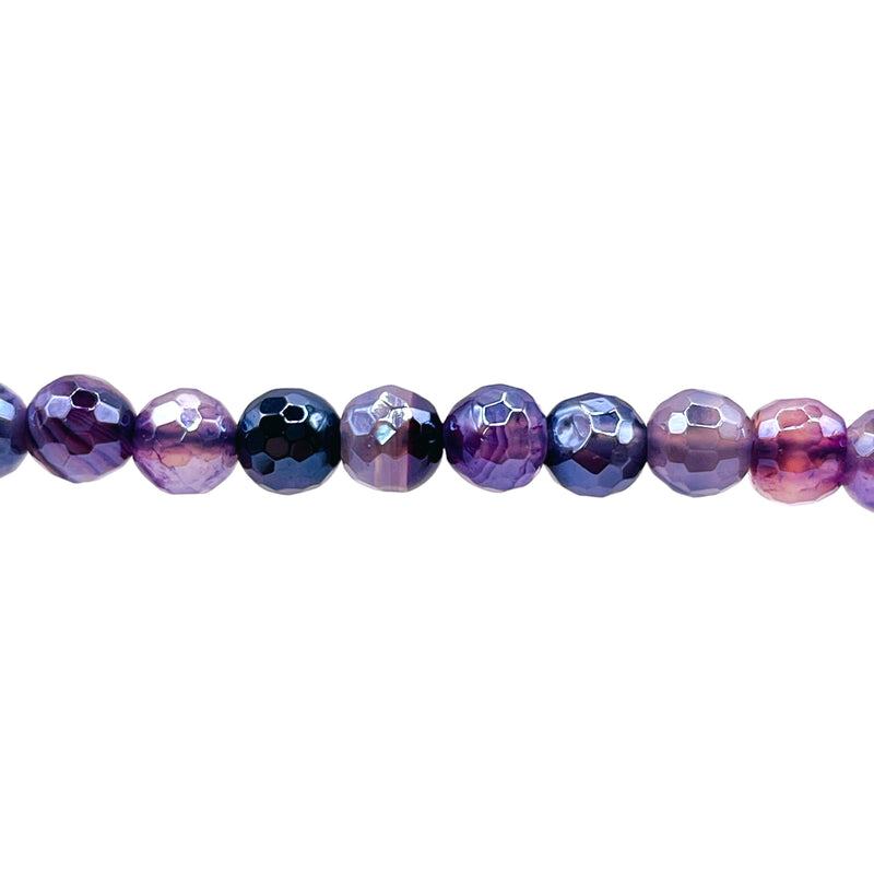8mm Round Cut Agate Lavender Shine
