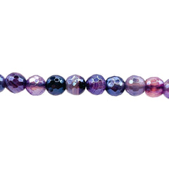 8mm Round Cut Agate Lavender Shine