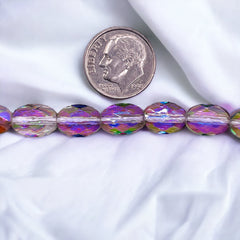 10x8mm Oval Glass Crystal Magic Purple