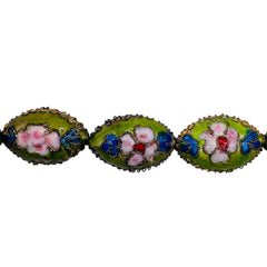 18x12mm Oval Cloisonne Green