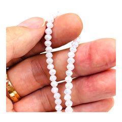 4mm Thunder Polish Glass Crystal Roundel Cut White Jade AB