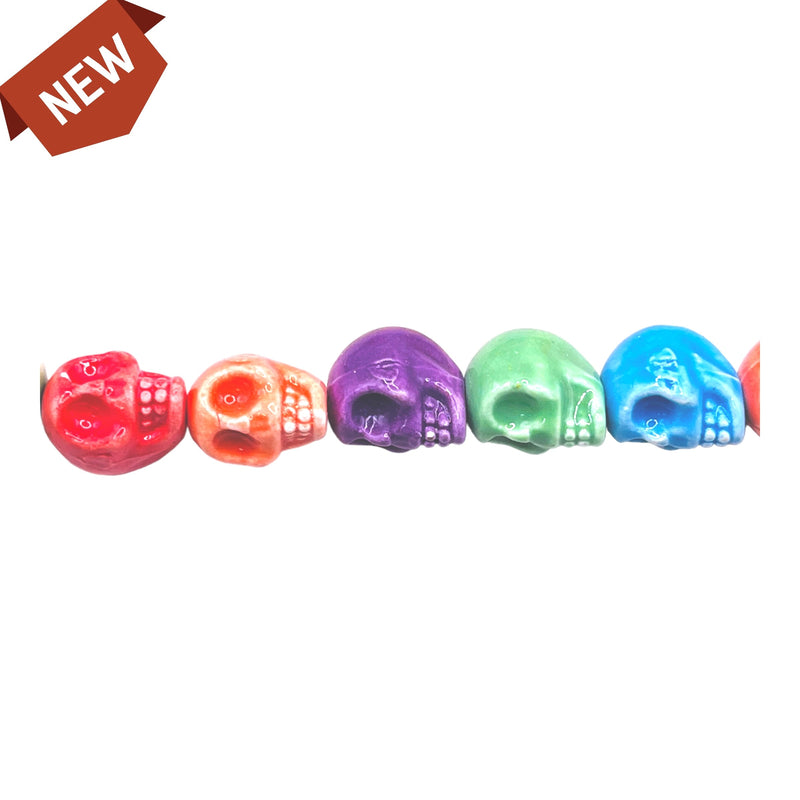 14x11mm Skull Ceramic Rainbow