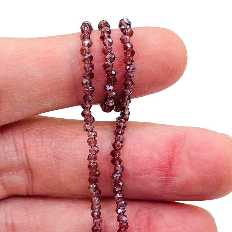 2mm Thunder Polish Glass Crystal Roundel Cut Med. Amethyst AB