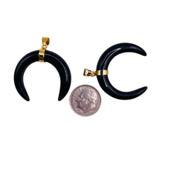 30mm Crescent Obsidian Pendant